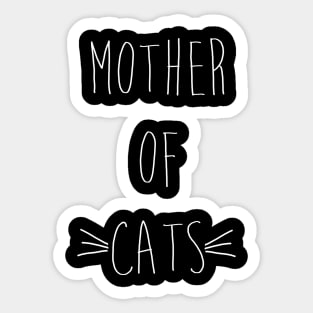 Mother of Cats Handwritten (White Text) Sticker